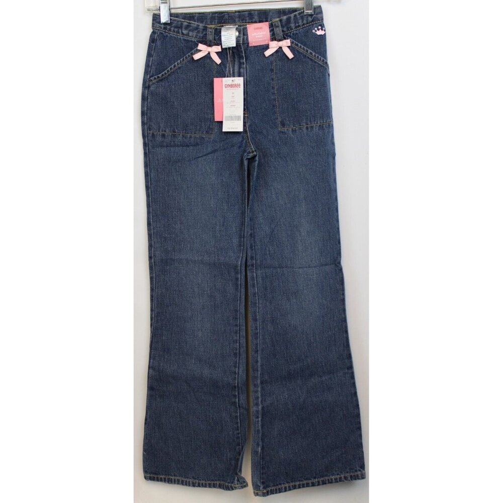 2005 Gymboree Prima Ballerina Flared Jeans sz 10 NWT Bow Trim Pockets Holiday